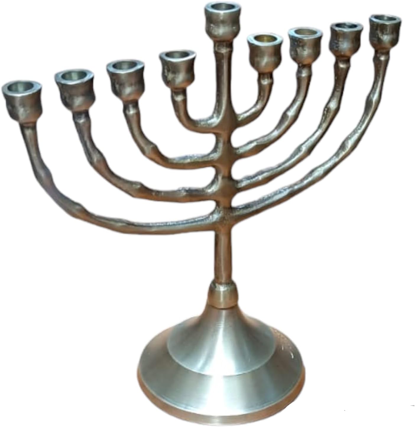 Chanukiah Chanukahs Hanukkah Hanukkia Hanukkiah Menorah Menora 6.5" Inch Height 9 Branches Brass Copper (Patina Blue)