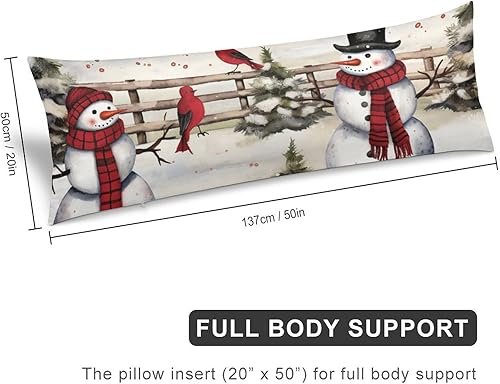 Miniatura 8 de Funda de almohada corporal con diseño de bosque nevado de invierno, pinos, escena, respaldo largo, funda protectora de almohada para feliz año