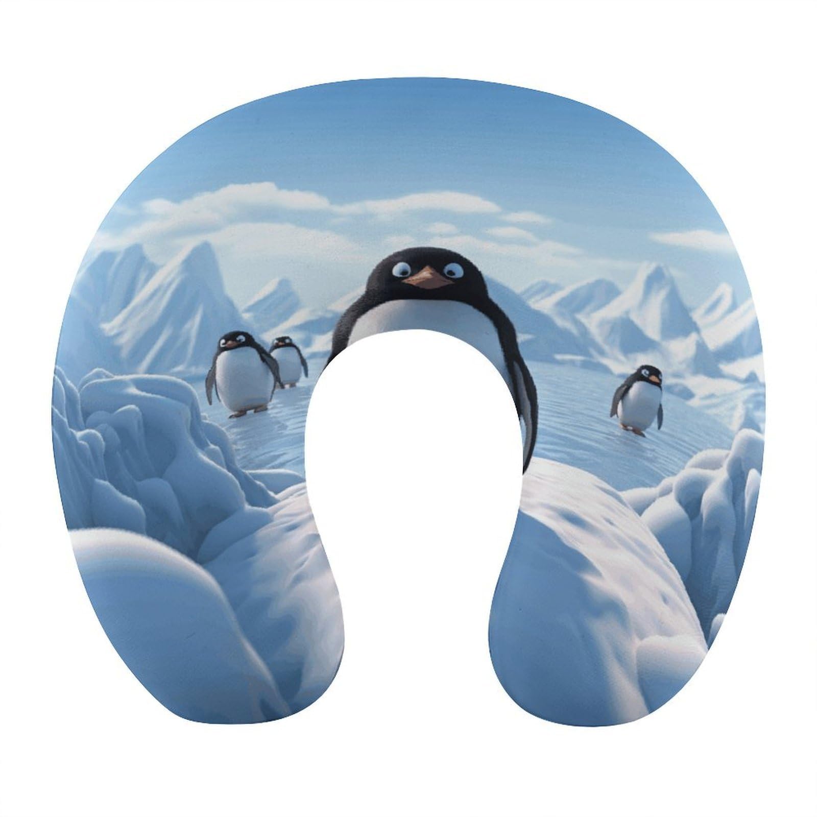 LZQPOEAS Penguin Antarctica Ice-png Neck Pillow U Shaped Travel Pillow Comfortable Memory Foam Pillow Portable Neck Support Lightweight Headrest for Airplane Car Home Office Sleeping Traveling
