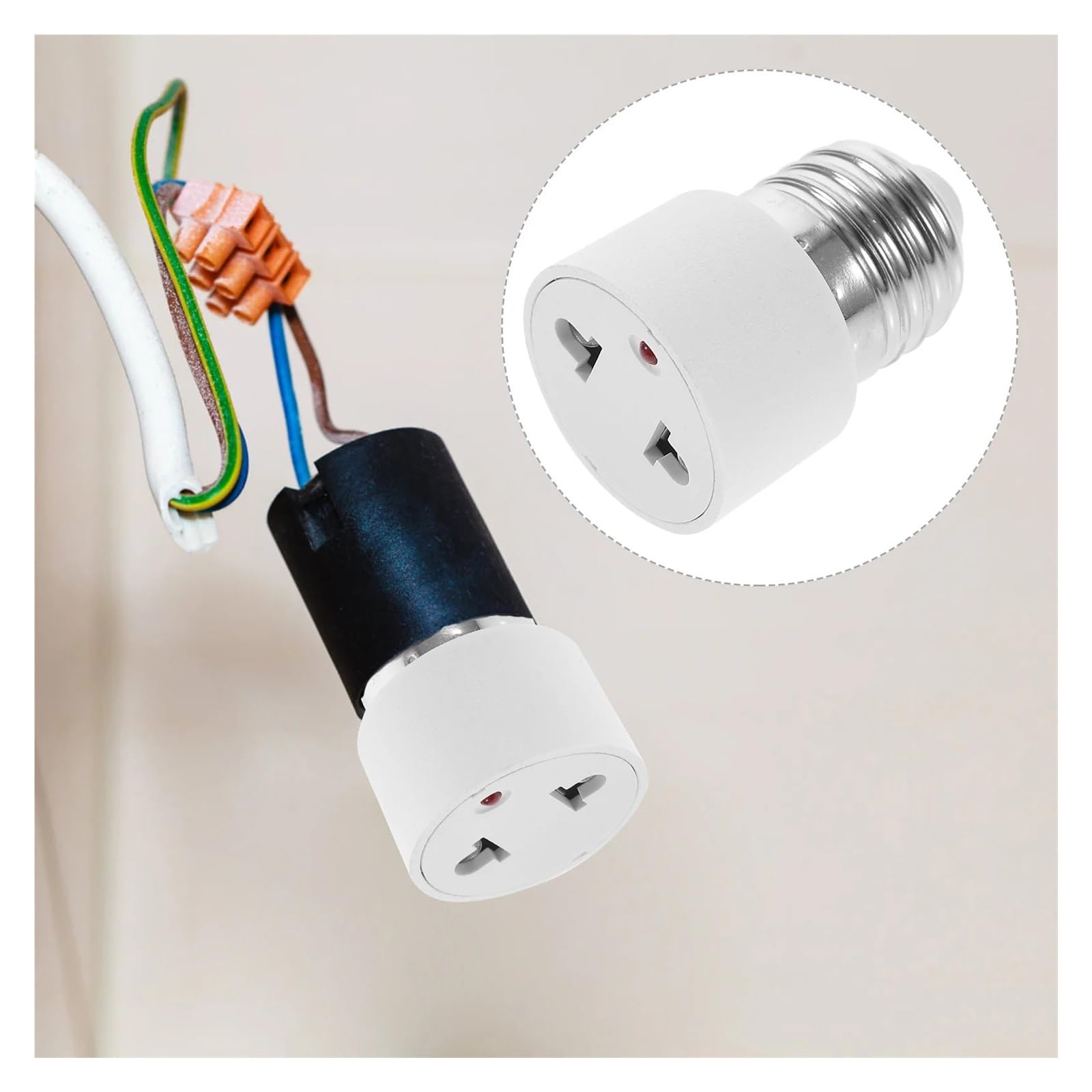 Adattatore Presa Lampadina Veemoon 2 Pezzi - Convertitore E27 A Presa 2 Pin Bianco - Foto 3