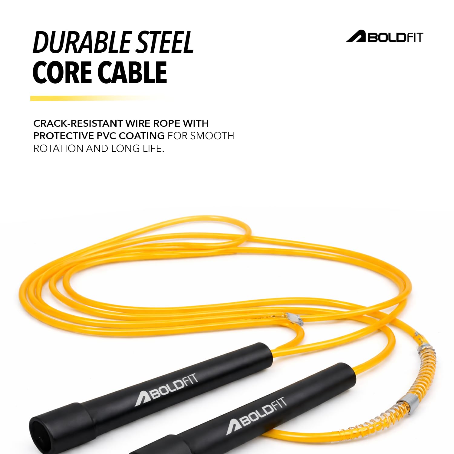 Boldfit Skipping Rope for Men and Women Jumping Rope With Adjustable Height Speed Skipping Rope for Exercise, Gym, Sports Fitness Adjustable Jump Rope Black-Golden 2