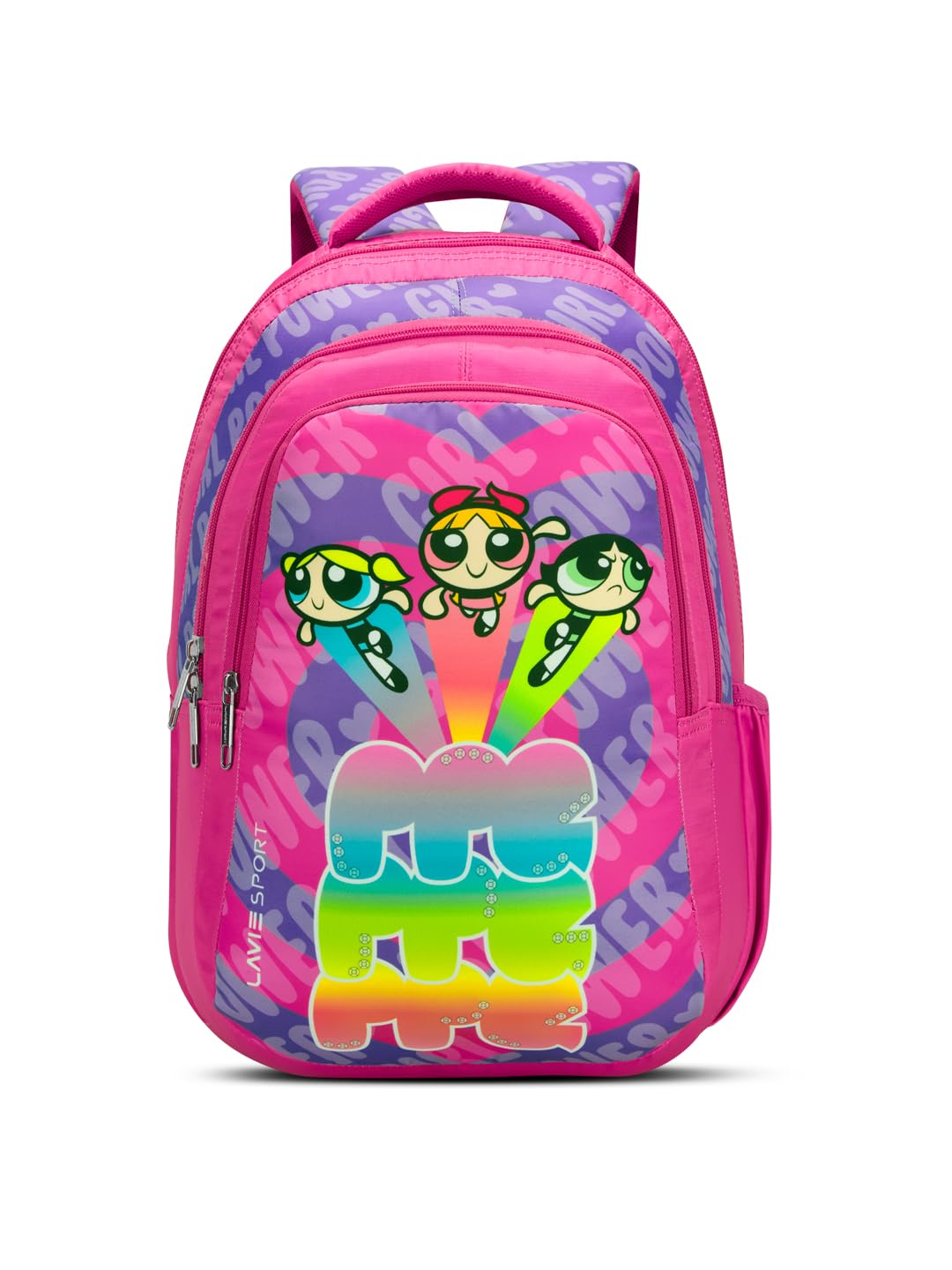 Powerpuffgirls 30L Pink Backpack | Organizer & Bottle Holder | Gift for Men, Women, Boys, Girls | Laptop Sleeve for School & College-image-4