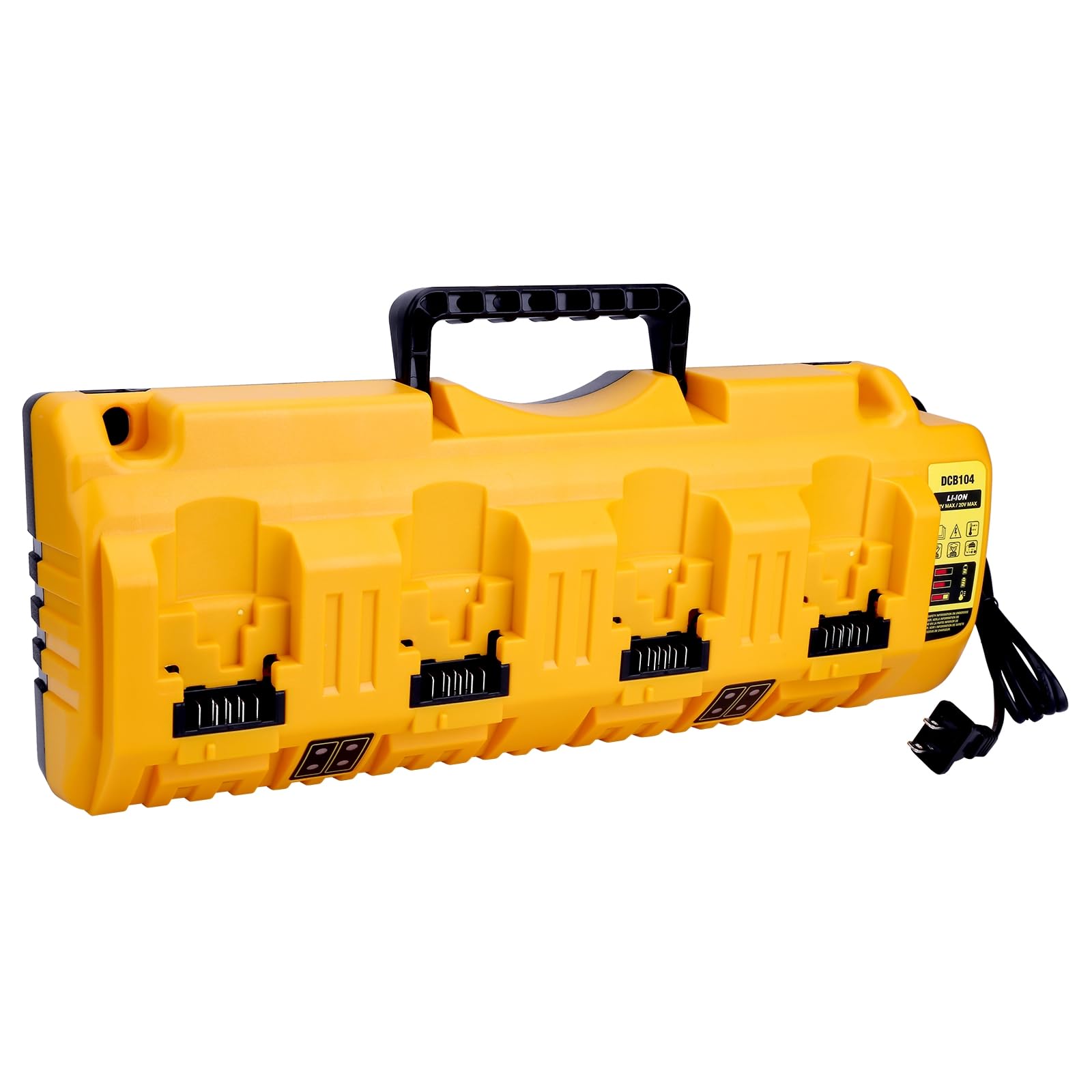 Compatibile con DeWalt Battery Charger Station DCB104, caricatore multi rapido a 4 porte compatibile con DeWalt 20V MAX, 20V/60V MAX e batterie 12V MAX DCB208 DCB206 DCB204 DCB203 DCB201 DCB606 DCB609