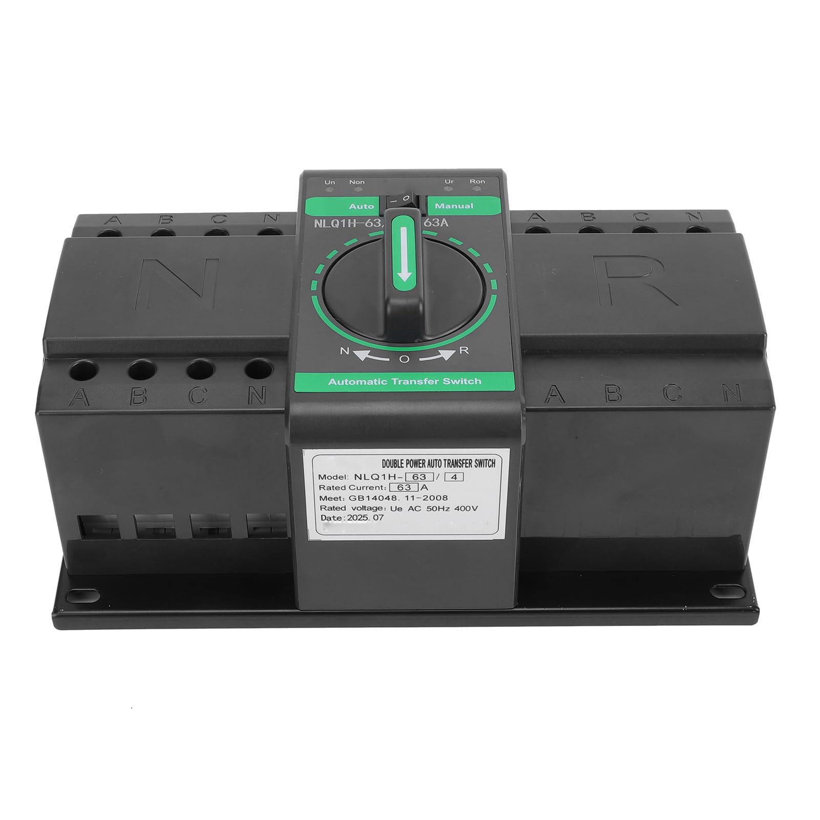 ASHATA Interruptor de Transferencia Automática de Doble Potencia 63A, Compacto y Confiable para Uso Doméstico e Industrial, Carcasa Retardante de PC