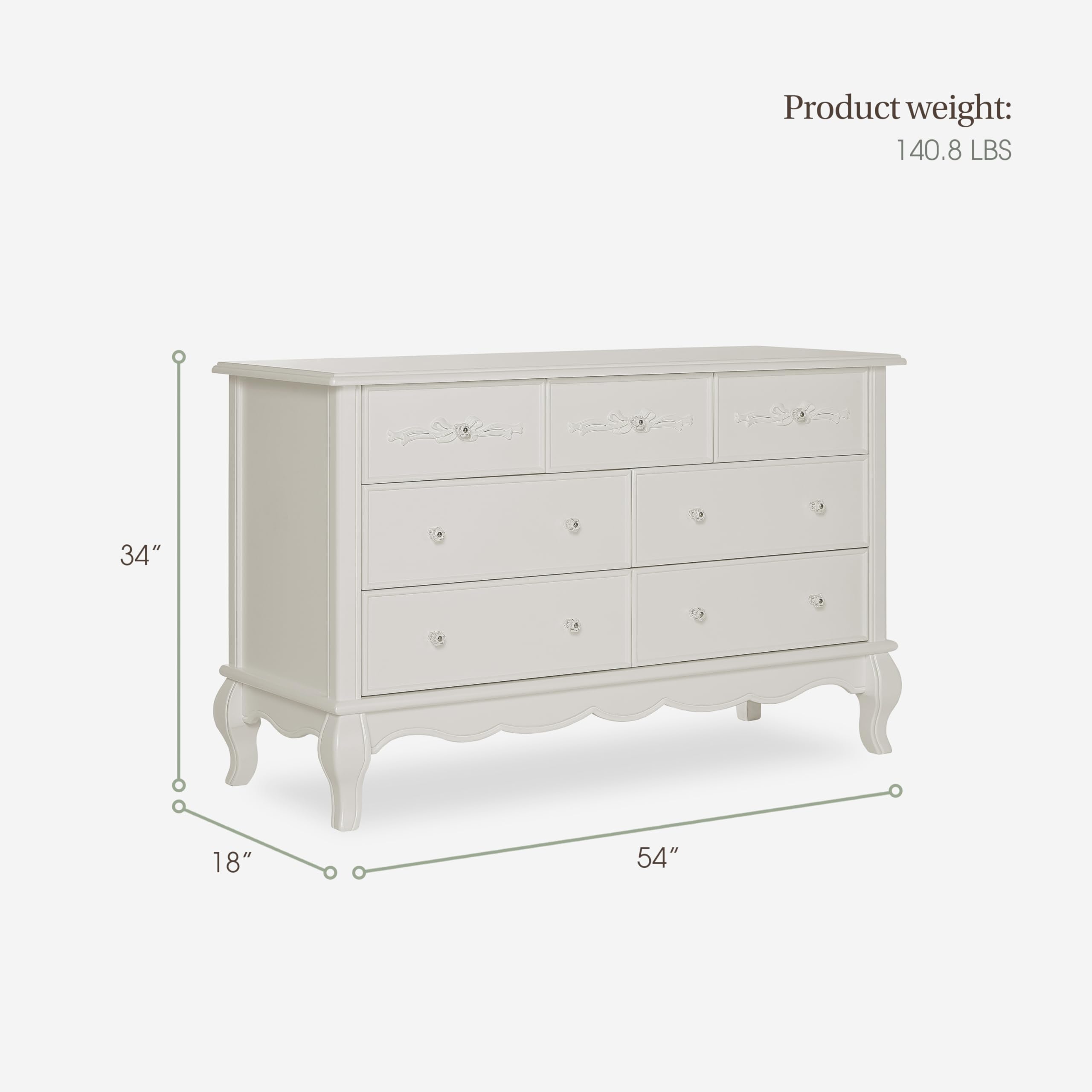 ivory colored dresser Evolur Aurora 7-Drawer Nursery – Lace Grey Suit with Pink 9/17/24 Style alongside our Simply Size:3 YEARS