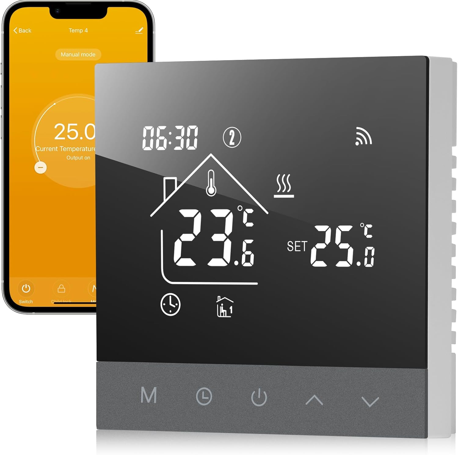 Beok Fussbodenheizung Thermostat Digital, WiFi Wasser Fußbodenheizung Smart Raumthermostat Programmierbarer Heizung thermostate mit LCD Kompatibel mit Tuya, Alexa APP Steuerung 3A TS4G-WIFI-WP