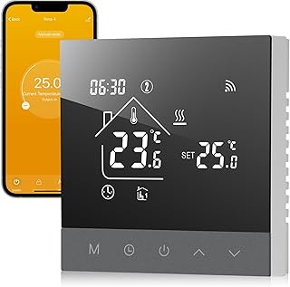 Beok Fussbodenheizung Thermostat Digital, WiFi Wasser Fußbodenheizung Smart Raumthermostat Programmierbarer Heizung thermostate mit LCD Kompatibel mit Tuya, Alexa APP Steuerung 3A TS4G-WIFI-WP