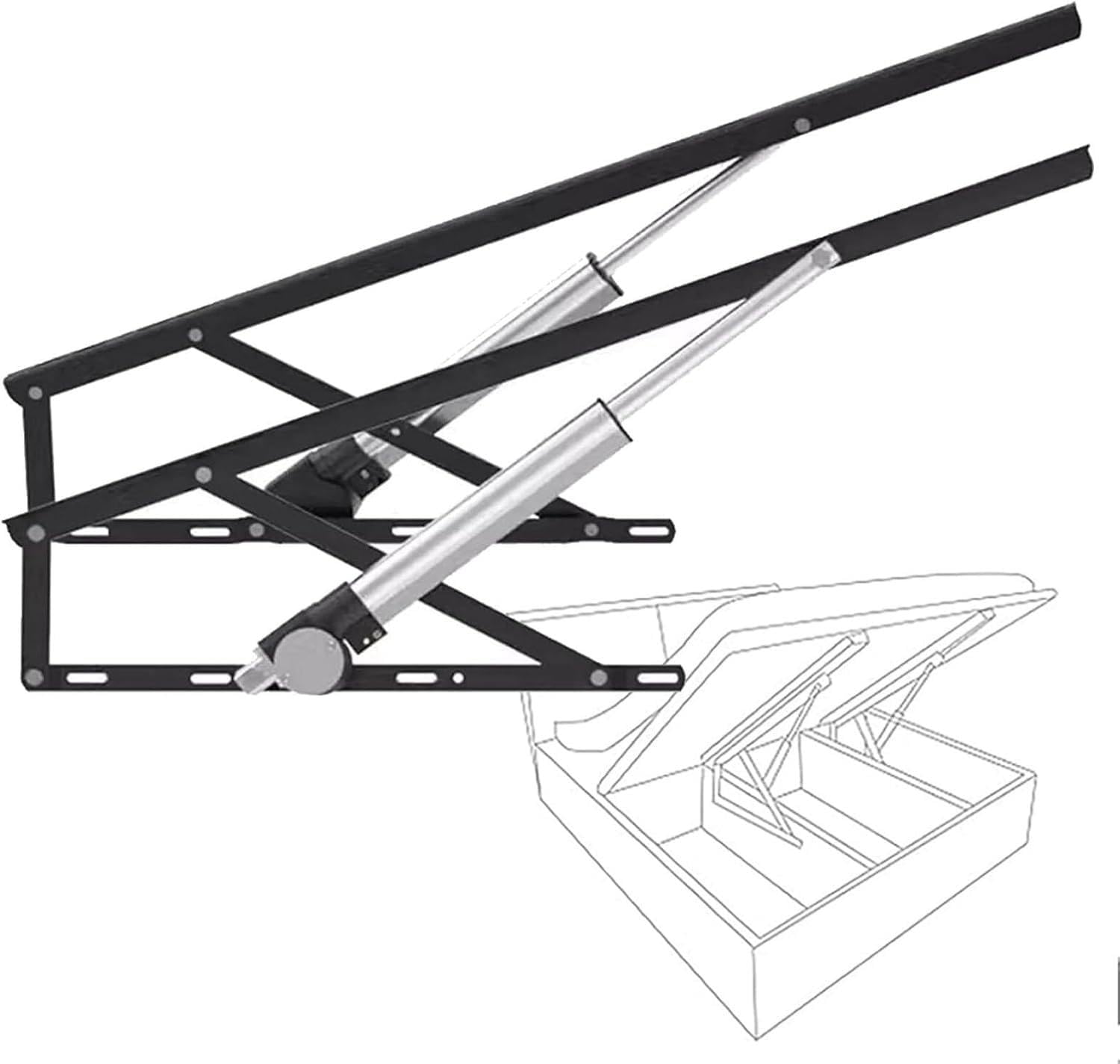 Elektryczny mechanizm podnoszenia łóżka z pilotem zdalnego sterowania, nośność 600 kg, oszczędność miejsca do przechowywania, łóżko, sofa, projekty DIY, czarny 1,5 m