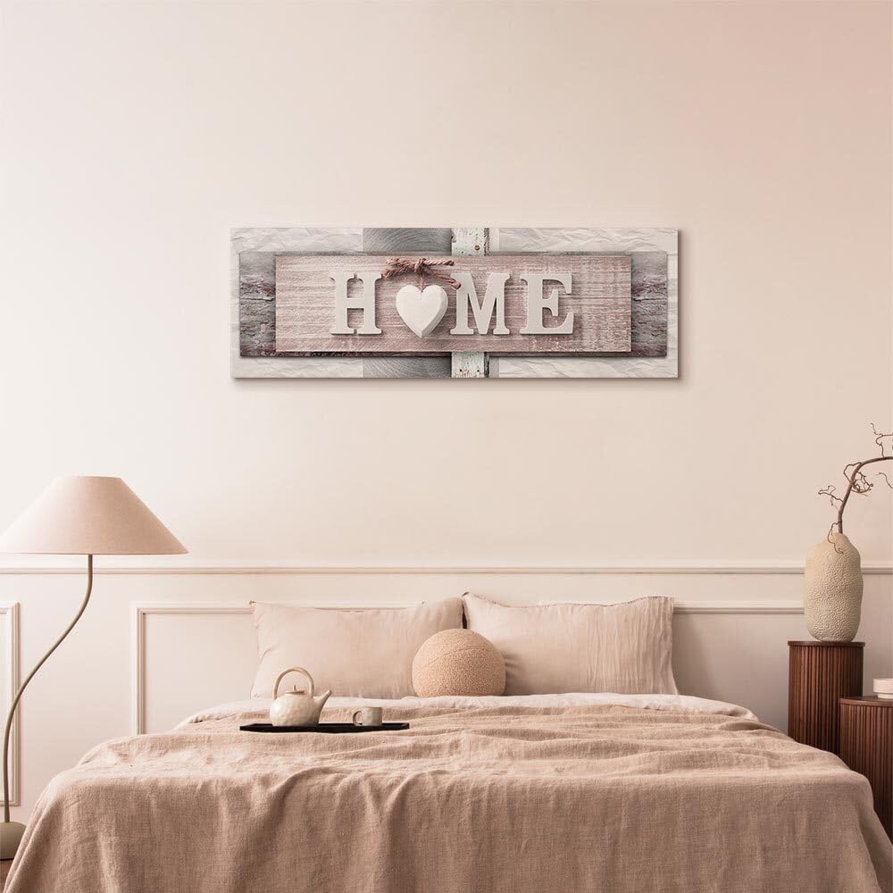 decomonkey Wandbilder Home Haus 150x50 cm XXL 1 Teilig Leinwandbilder Herz