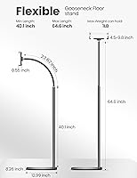 Vista 6 de Kindle Stand Floor with Remote Page Turner for Reading in Bed, Tablet Stand Holder with Adjustable Gooseneck, Compatible with Kindle