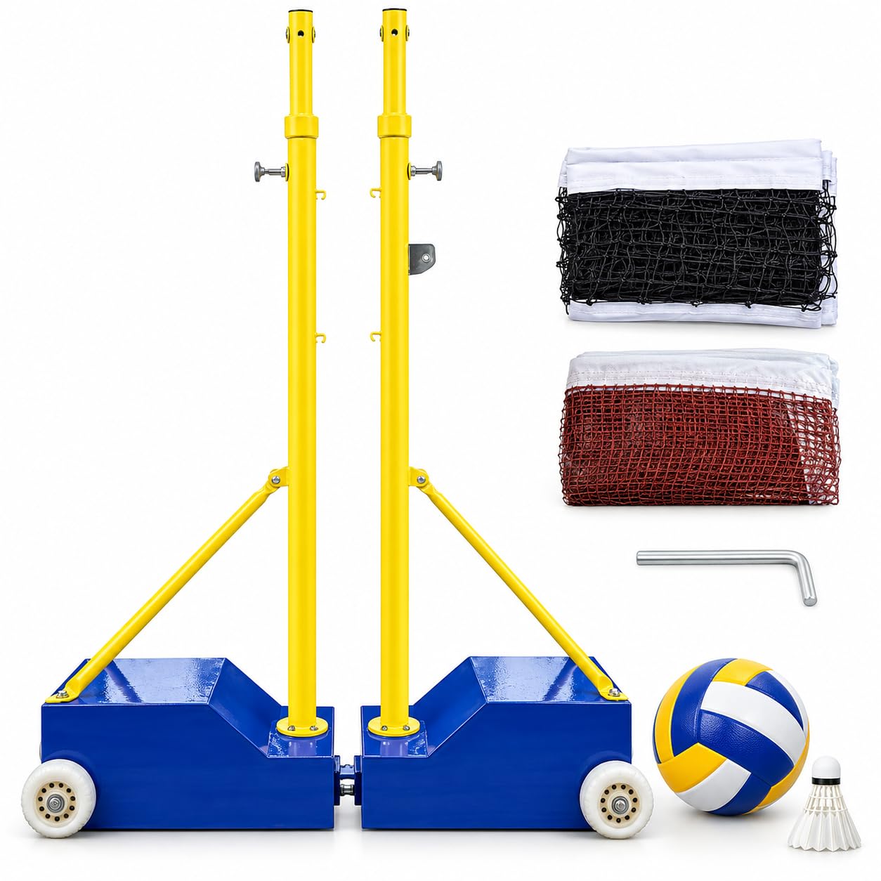 Postes de Vóleibol/Badminton,Altura Máxima 2,1 m,Base Rellenable de70-80 kg