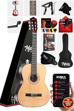 Midex CG-270NT Natural Color Classic Guitar 4/4 Adult Size Full Set with Handle Adjustment