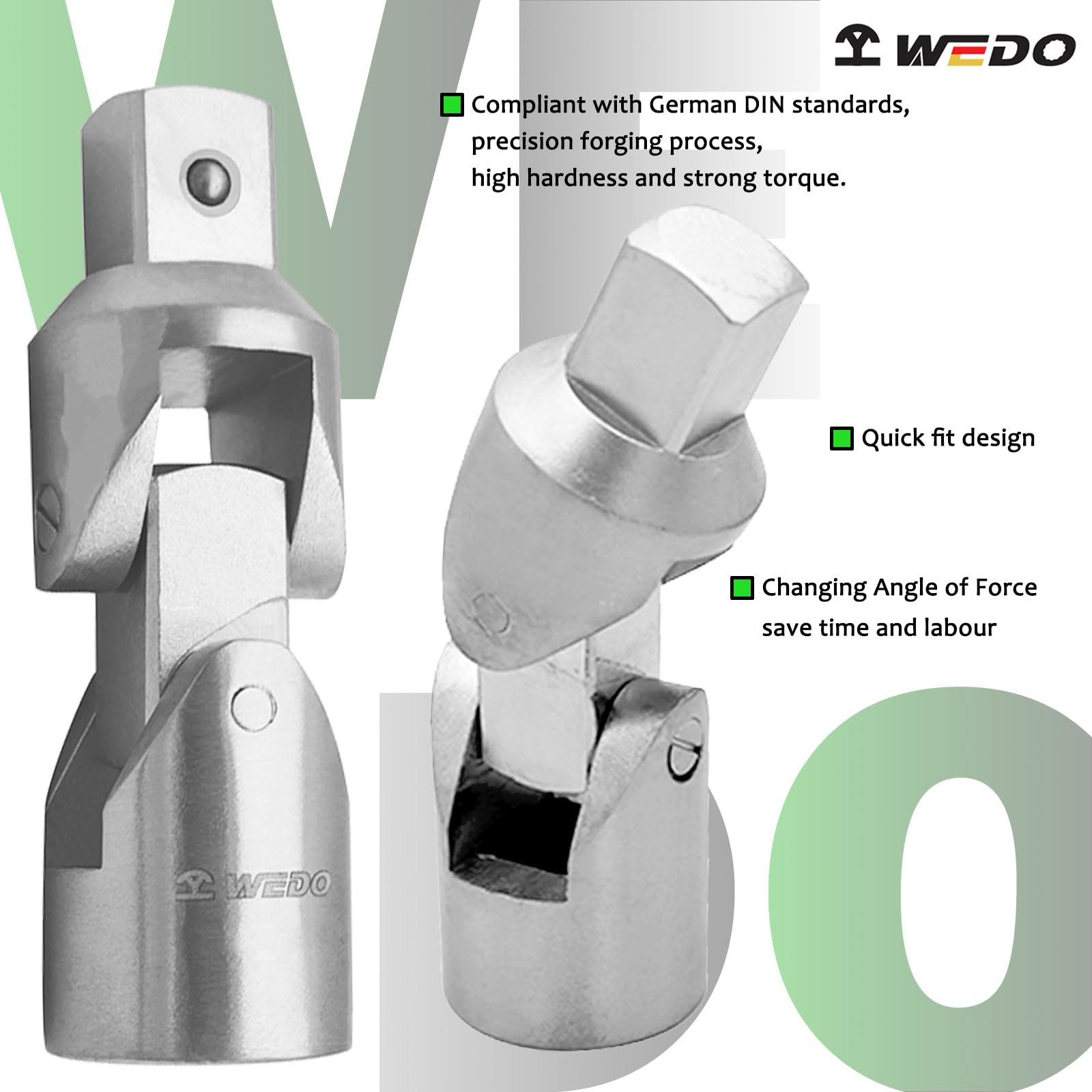 WEDO Joint universel en acier inoxydable, résistant à la corrosion, antirouille, durable, respectueux de l'environnement, 1,9 cm, longueur 110 mm