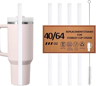 Woyinger 4 Pack Reusable Straws for Stanley Quencher H2.0 Tumbler 30oz | 40oz | 64oz, for Stanley Cup Accessories,Food Grade & BPA Free, Machine washable(for 40/64oz, Transparent White)