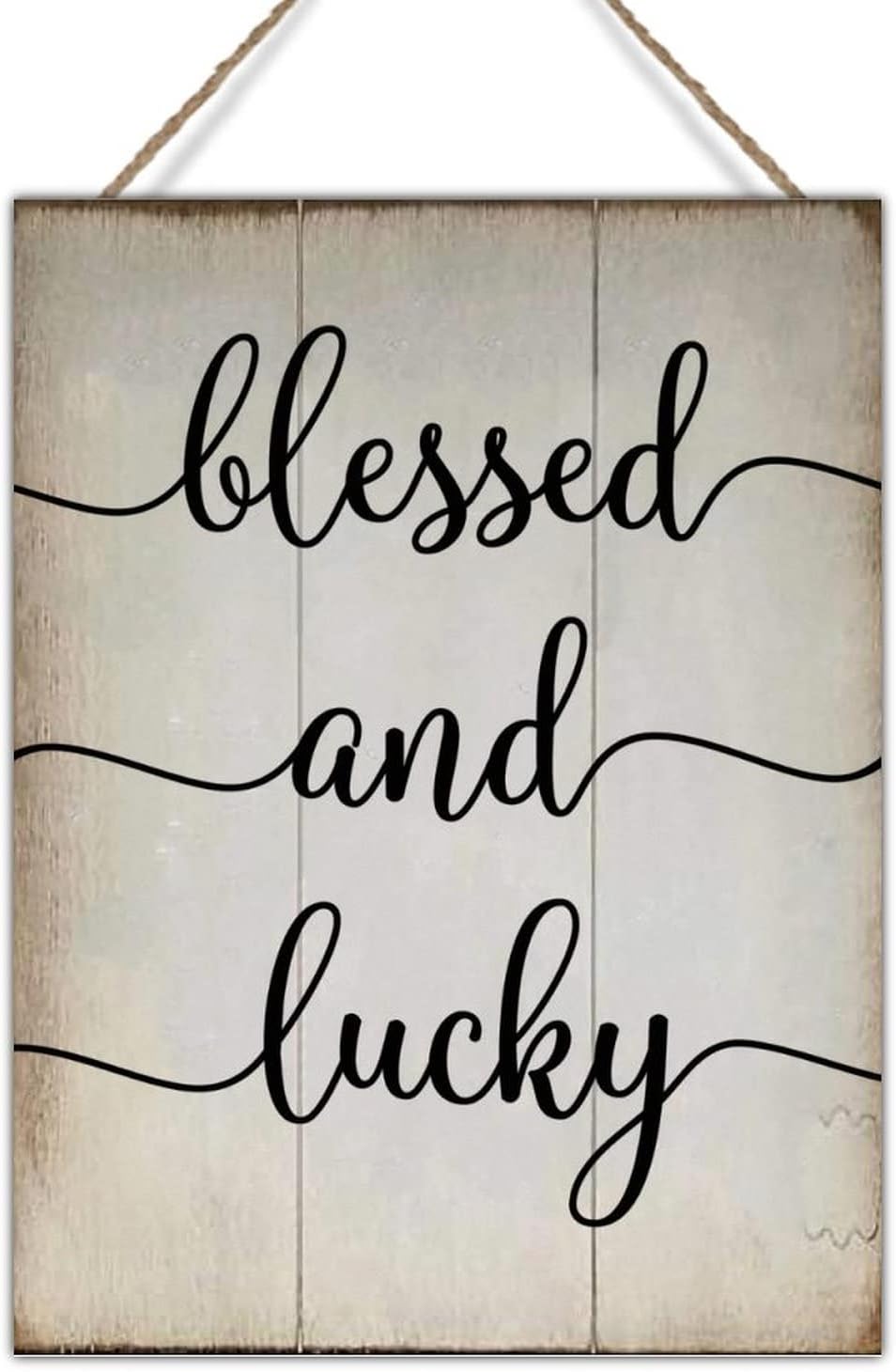 Wood Wall Plaque Blessed and Lucky Sign Motivational Quotes Bible Home Wall Art Plaques Rustic Wood Sign for Living Room Bedroom 18x24in Birthday Gift to Friends for Home Decor