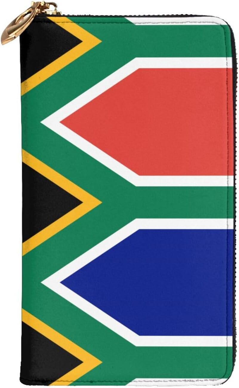 South African flag Double-sided printed leather long wallet, unisex, 12 credit card slots, 3 cash slots
