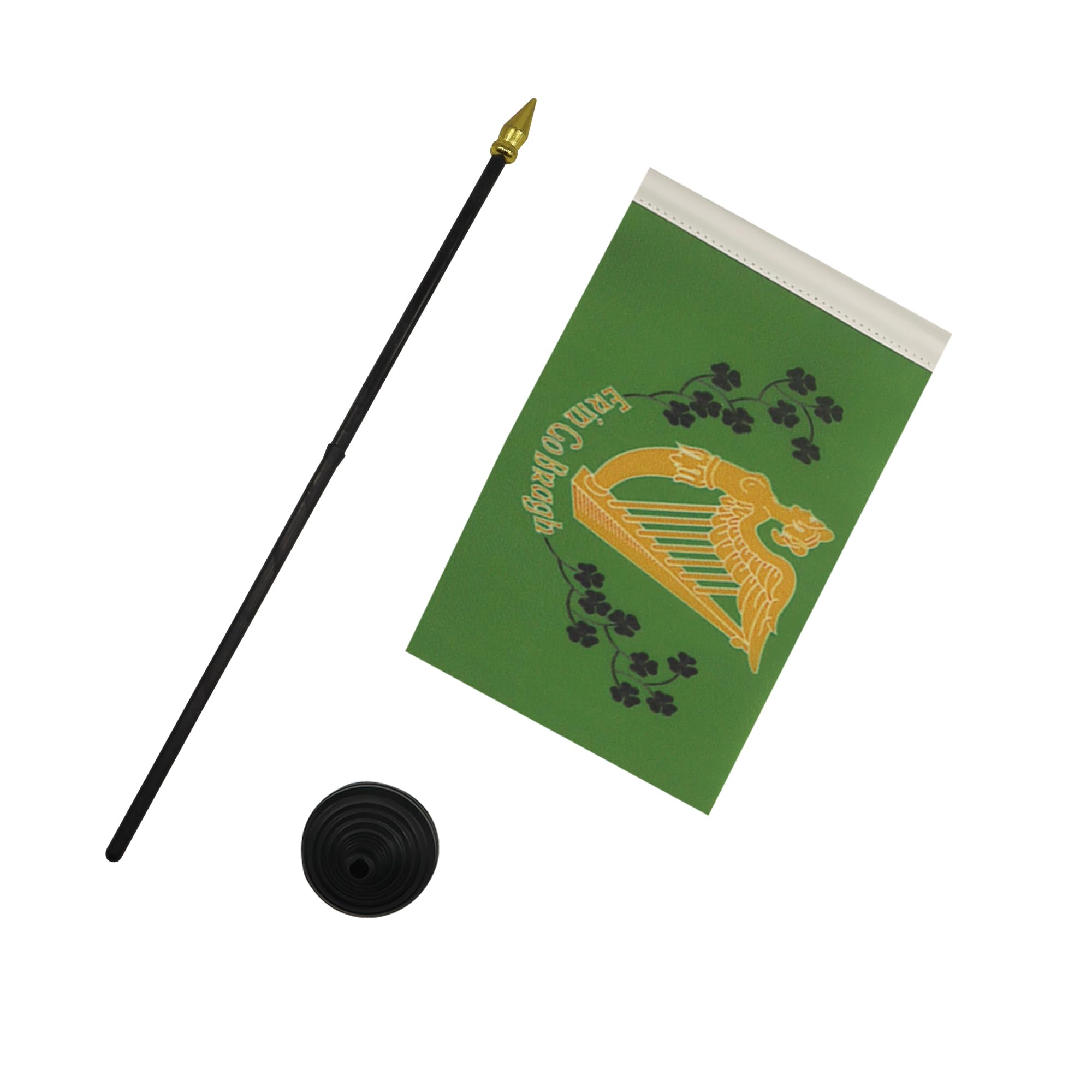AZ FLAG Bandera de Mesa de Irlanda Erin GO Bragh 15x10cm - BANDERINA de DESPACHO Irlandesa 10 x 15 cm Punta Dorada