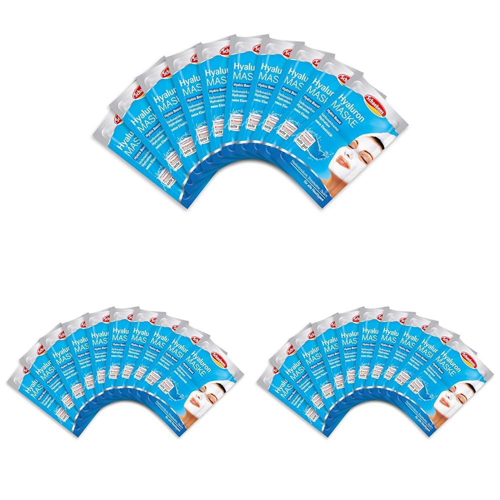 Schaebens Hyaluron Maske, (10x 10ml) 30er Pack Hydrp Boost- Mit Hyaluronsäure, Sheabutter und Quark für alle Hauttypen