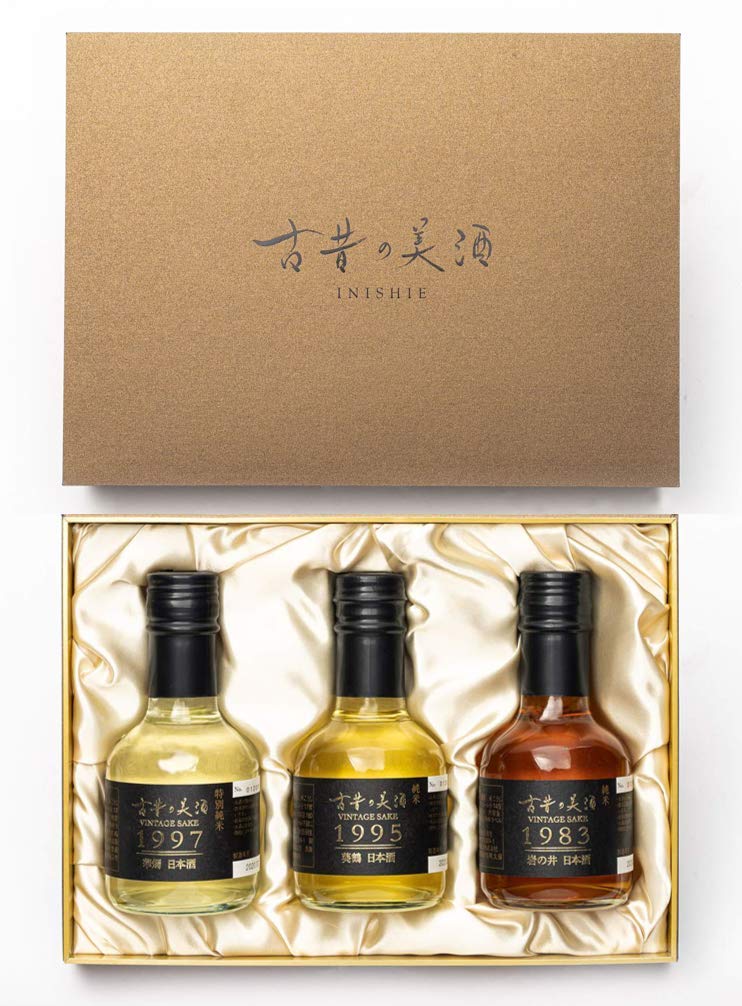 INISHIE - Kiwami - JAPANESE OLD VINTAGE - Coffret Saké d'exception - Veilli entre 25 et 40 ans - A déguster seul ou en accord Met & Saké Coffret - 3 x 18cl