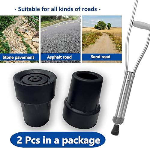 Miniatura 5 de Puntas de muletas, accesorios de puntas de bastón de repuesto, 78 pulgadas, negro, 2 unidades