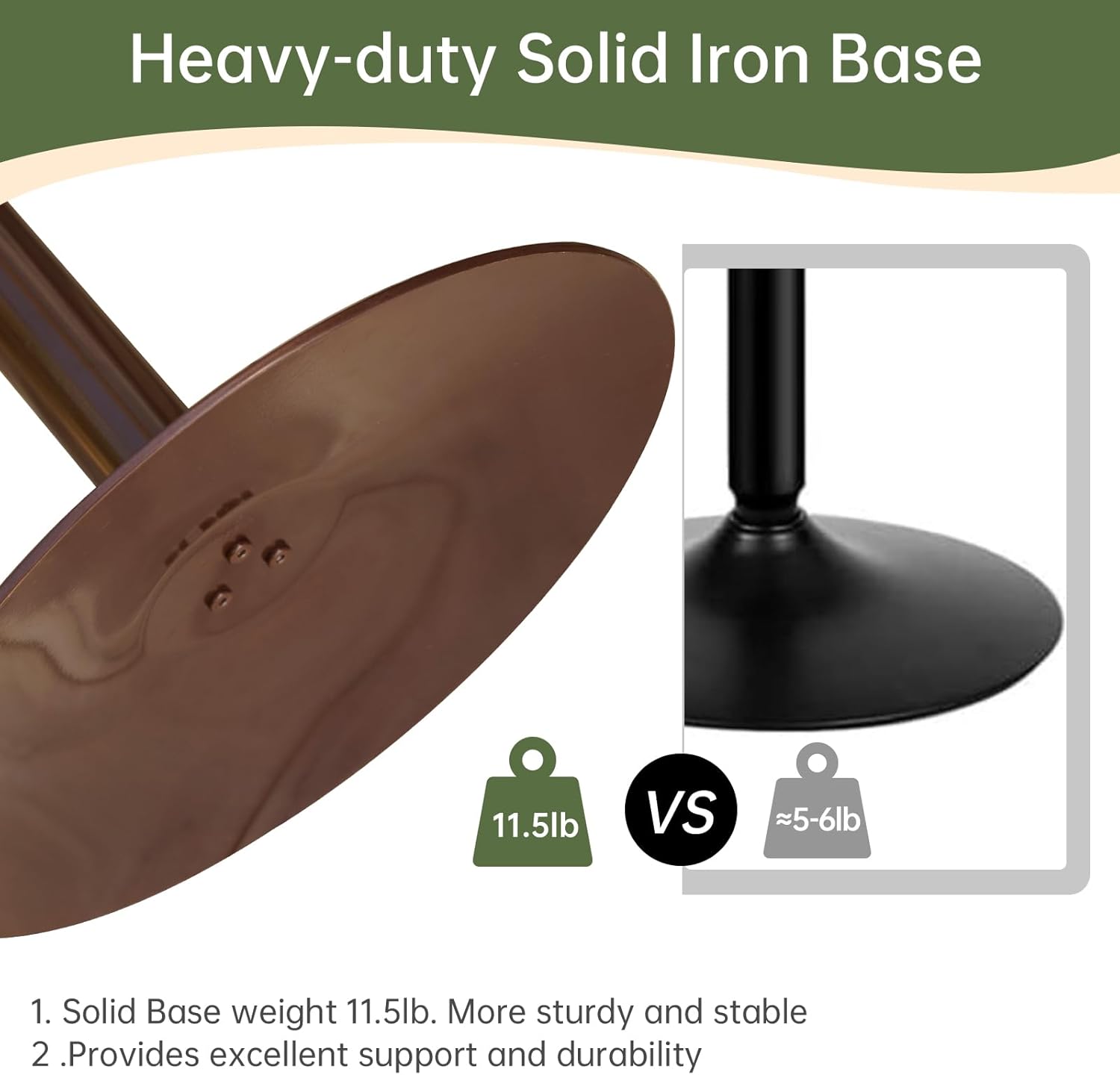 42" Height Round Bar Table with Solid Wood Top and Sturdy Metal Base, Rustic Industrial Pub Table for Kitchen, Dining Room, Home, and Bistro