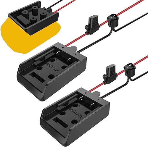 Miniatura 8 de Convertidor de corriente CC y adaptador de rueda de alimentación con fusible e interruptor para batería Dewalt de 20 V, CC descendente de 20 V a 12