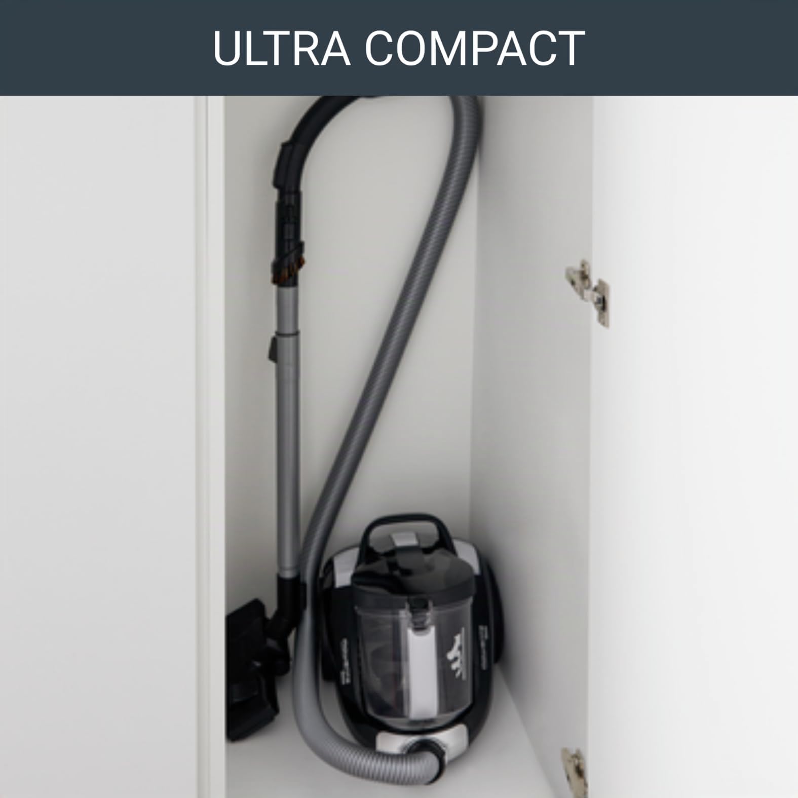 Rowenta Aspirateur sans sac, Capacité 2,5 L, Compact, Haute filtration, Tête d'aspiration ultra performante, Facile à vider, Compact Power XXL RO4825EA, Noir