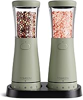Vista 21 de Juego de molinillo eléctrico de sal y pimienta con base de almacenamiento, juego de molinillo de sal y pimienta recargable de acero inoxidable