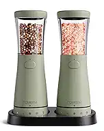 Electric Salt and Pepper Grinder Set with Storage Base, Stainless Steel Rechargeable Salt and Pepper Grinder Set with 4.5 oz Large Capacity, 1.8" Wide Mouth, Adjustable Coarseness, Ideal for Kitchen