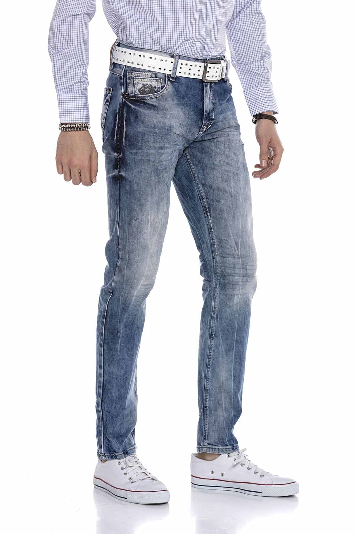 Cipo & Baxx Herren Jeans Hose Straight Fit Denim – Klassisch, Slim, Used Look