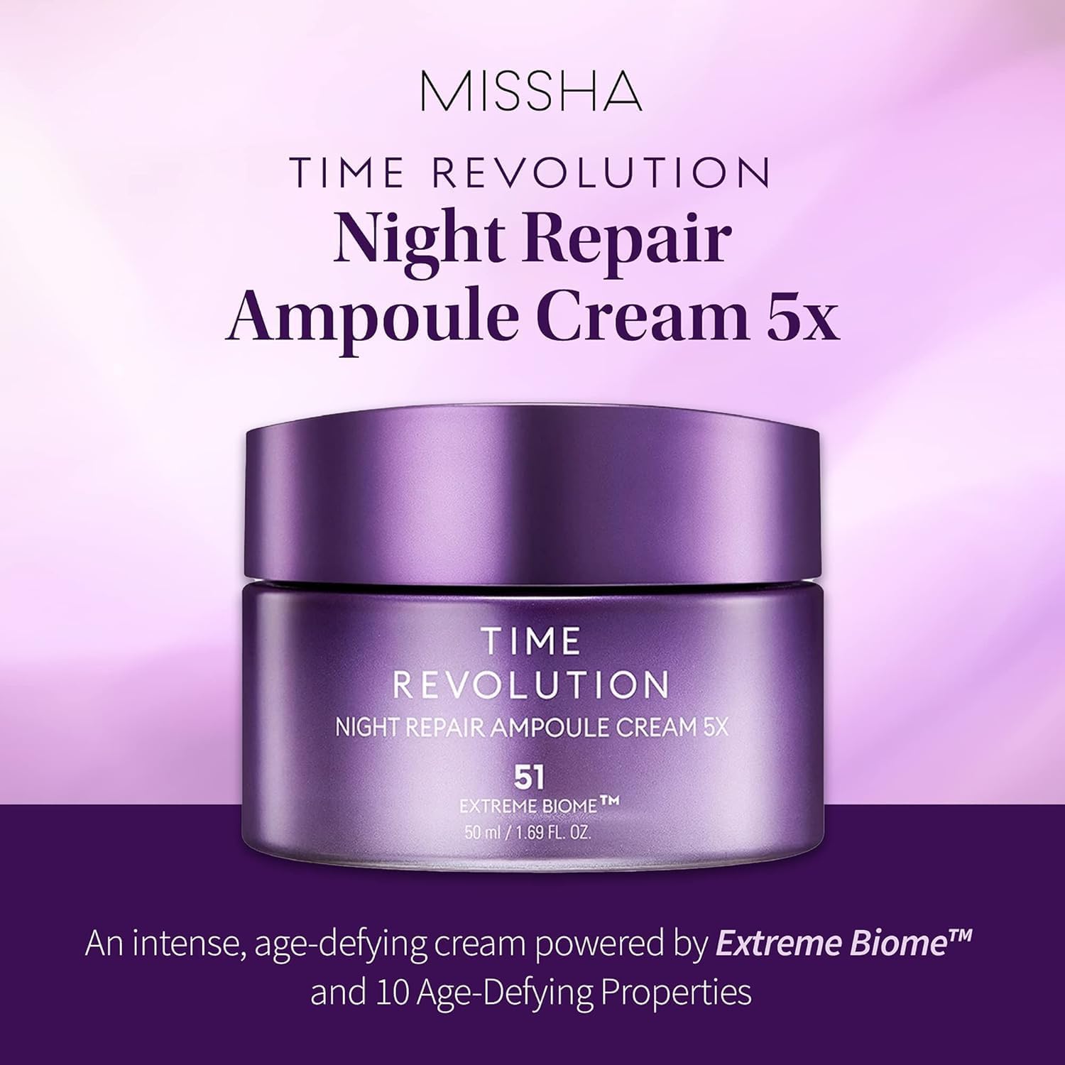 MISSHA - Time Revolution Night Repair Ampoule 5X | Revitalise la Peau Nocturne | Combat les Signes du Vieillissement | Améliore Texture et Élasticité, Naturel, 50 ml