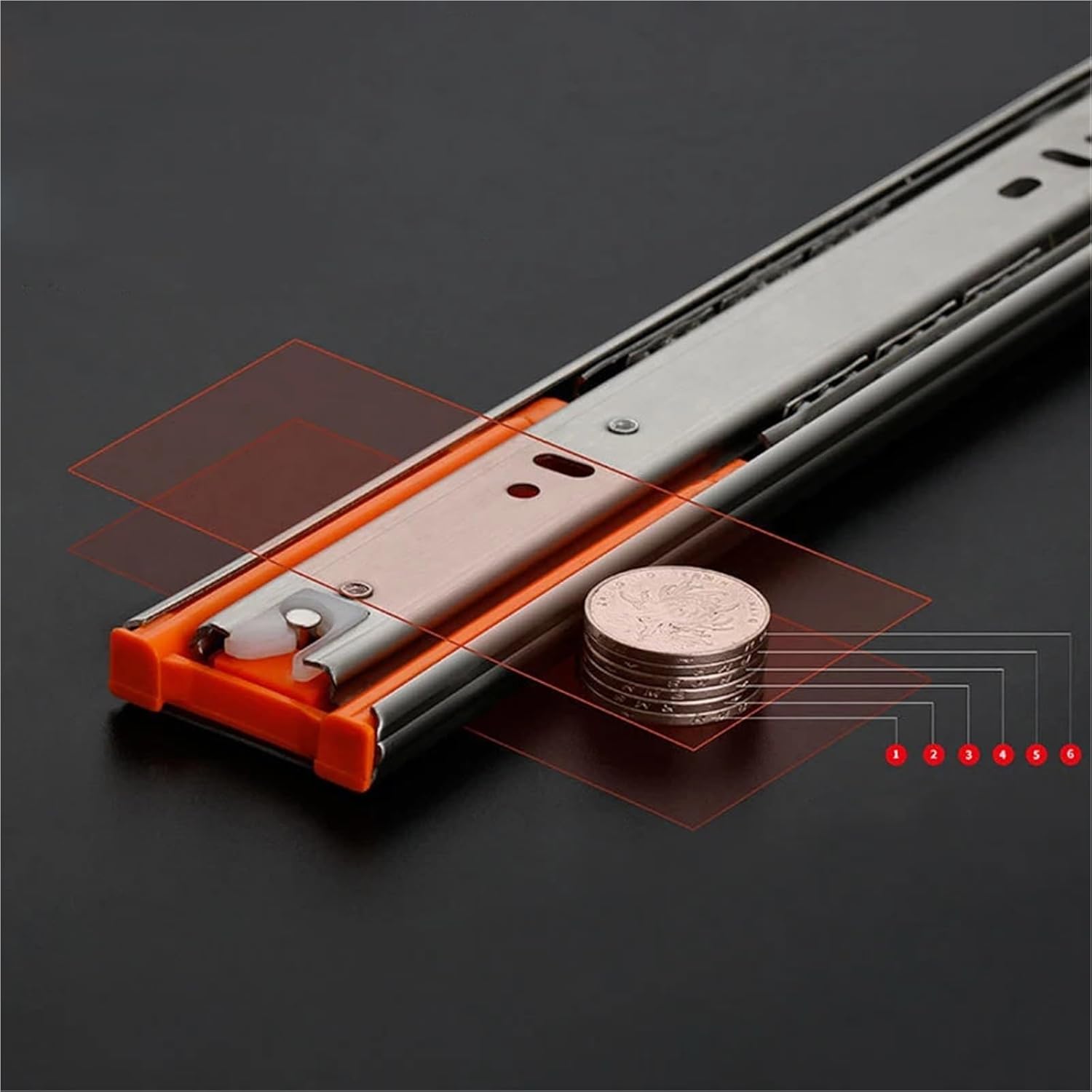 Drawer Slides Stainless Steel 10"-20" Drawer Slide Soft Close Furniture Track Rail Sliding Three-Section Cabinet Slides(Damping 20 inch)