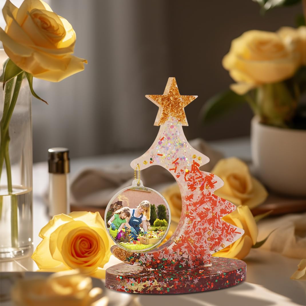 DIYBravo Tree Resin Mould 3D Ornament Photo Frame Silicone Christmas Resin Art Display Mould Epoxy Casting Mould for Xmas Anniversary Home Office Décor - Image 3
