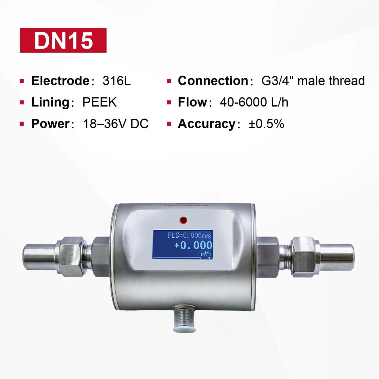 Threaded Compact Electromagnetic Flowmeter Infrared Remote Control(DN15)