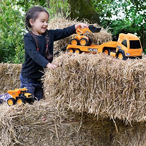 HTI JCB - Kids Toys - Mega Transporter Truck Toy - Kids' Play Figures & Vehicles - Construction Vehicles - Great Toys for 18 Month Old Boys and Girls Plus