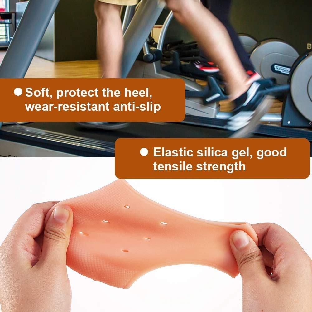 BROCCOLIN Silicone Moisturizing Socks Anti Dry Hard Cracked Heel Repair Half Heel Silicone Socks and Half Toe Sleeve Forefoot Heel Front Socks,Gel Socks (Beige Free Size Pack Of 1) 4