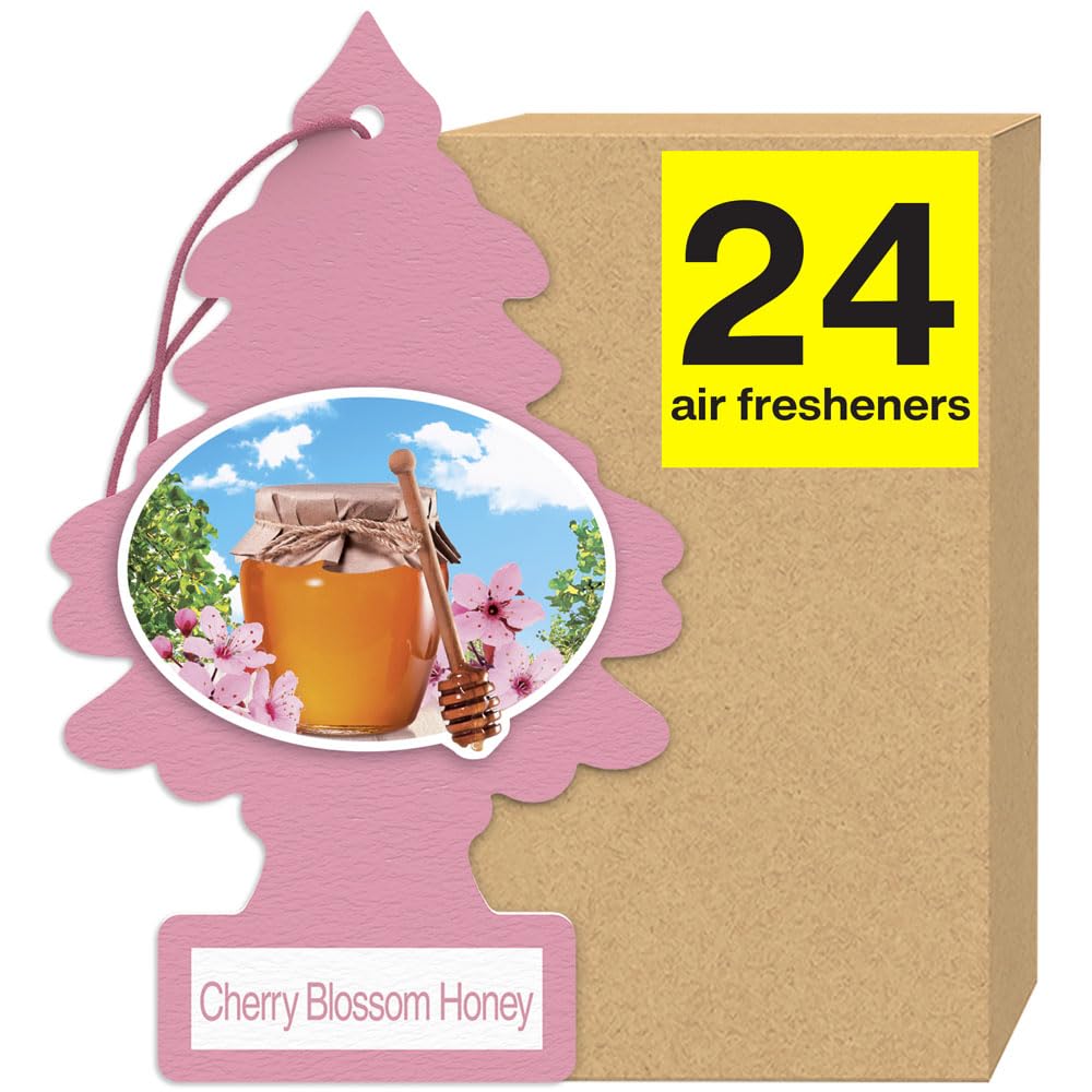 LITTLE TREES Car Air Freshener | Hanging Tree Provides Long Lasting Scent for Auto and Home | Cherry Blossom, 24 Air Fresheners