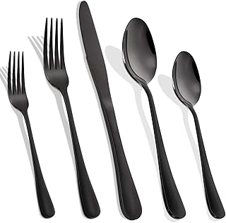 Cibeat Black Silverware Set  20 Piece Flatware Set  Stainless Steel Home Kitchen - Compare price