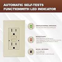 Vista 4 de Micmi Ivory gfci Outlet WR - Receptáculo TR resistente a la intemperie, resistente a manipulaciones con indicador LED, placa de pared sin tornillos