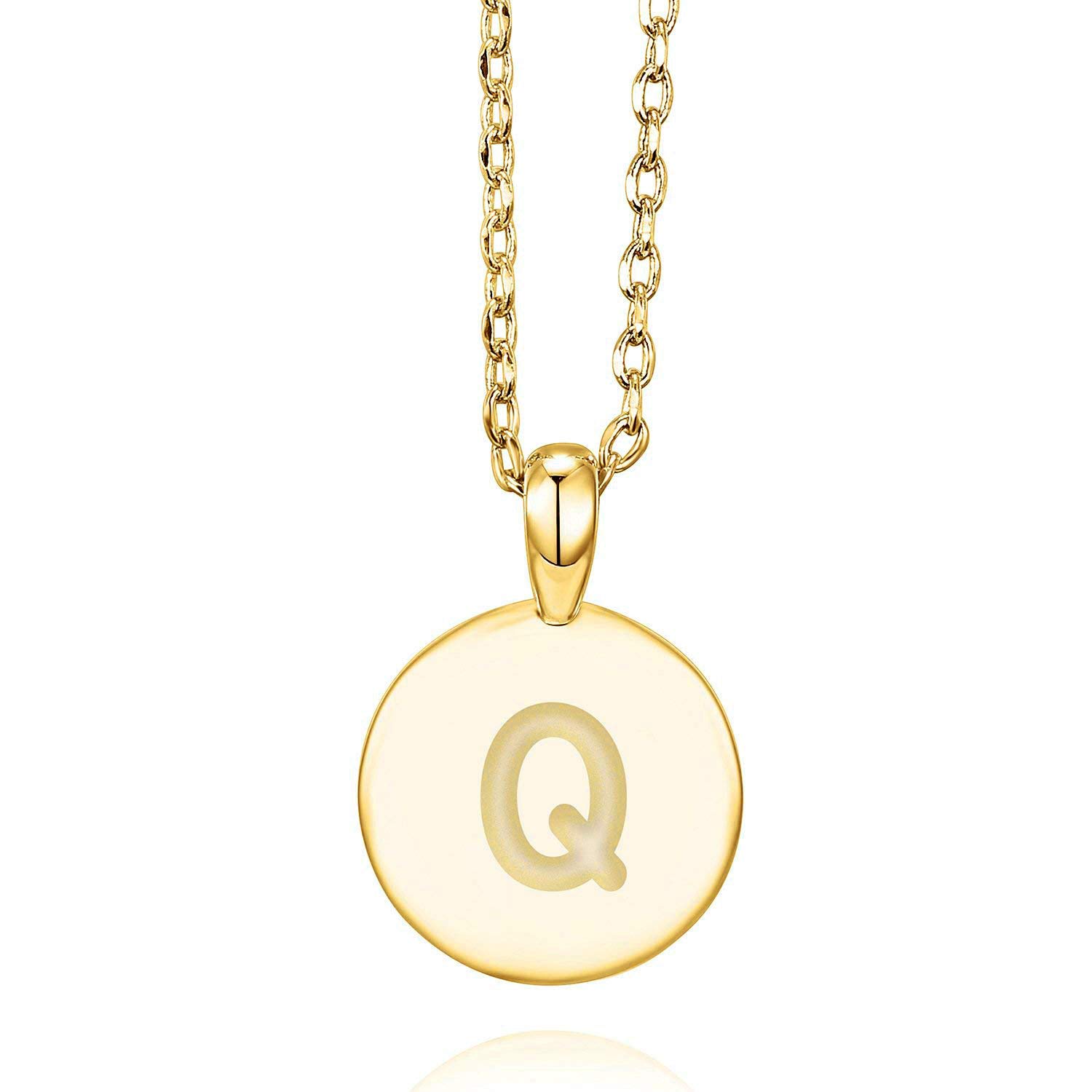 PAVOI 14K Gold Plated Initial Letter Pendant Necklace for Women | Gold Alphabetical Initial Necklace