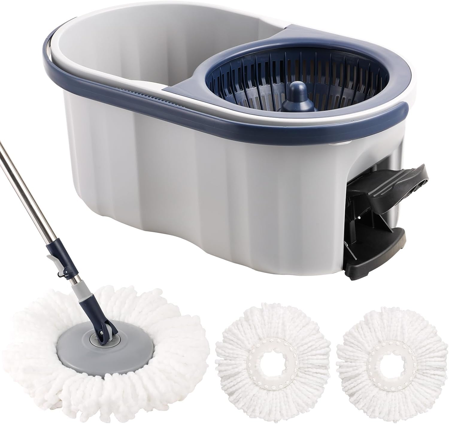 Photo 1 of [SPIN FUNCTION DOESN'T WORK] Spin Mop Bucket Set, SwivelHead, 3 Refills, Dual-Chamber, Self-Cleaning Kit