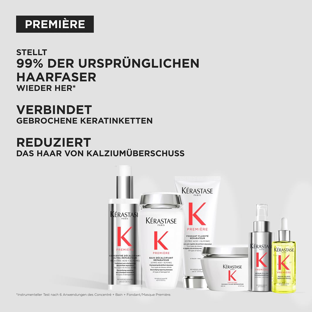 Kérastase Première Concentré Décalcifiant Ultra-Réparateur Hair Treatment, Reparierendes und kalziumreduzierendes Pre-Shampoo, Mit Zitronensäure und Glycin