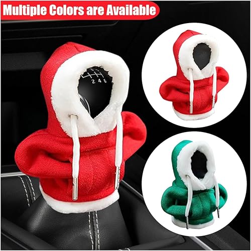 Miniatura 5 de JOYCOURT Funda con capucha para palanca de cambios de automóvil, estilo navideño, para invierno, cálido, protector con capucha, funda universal para
