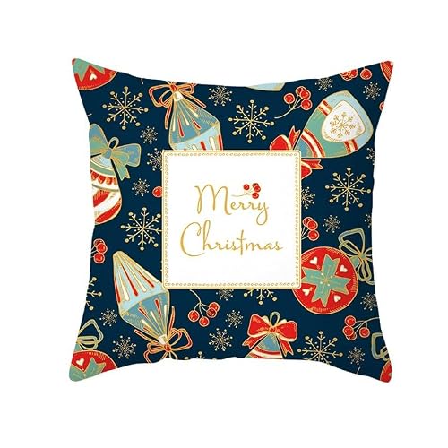 Chenlane Silk Pillow Cover Zip King Cushion Covers Printed Christmas, Couch Farmhouse Style Patio Sofa With Zipper Bright Smooth Thickened 45x45 cm, 1Pcs