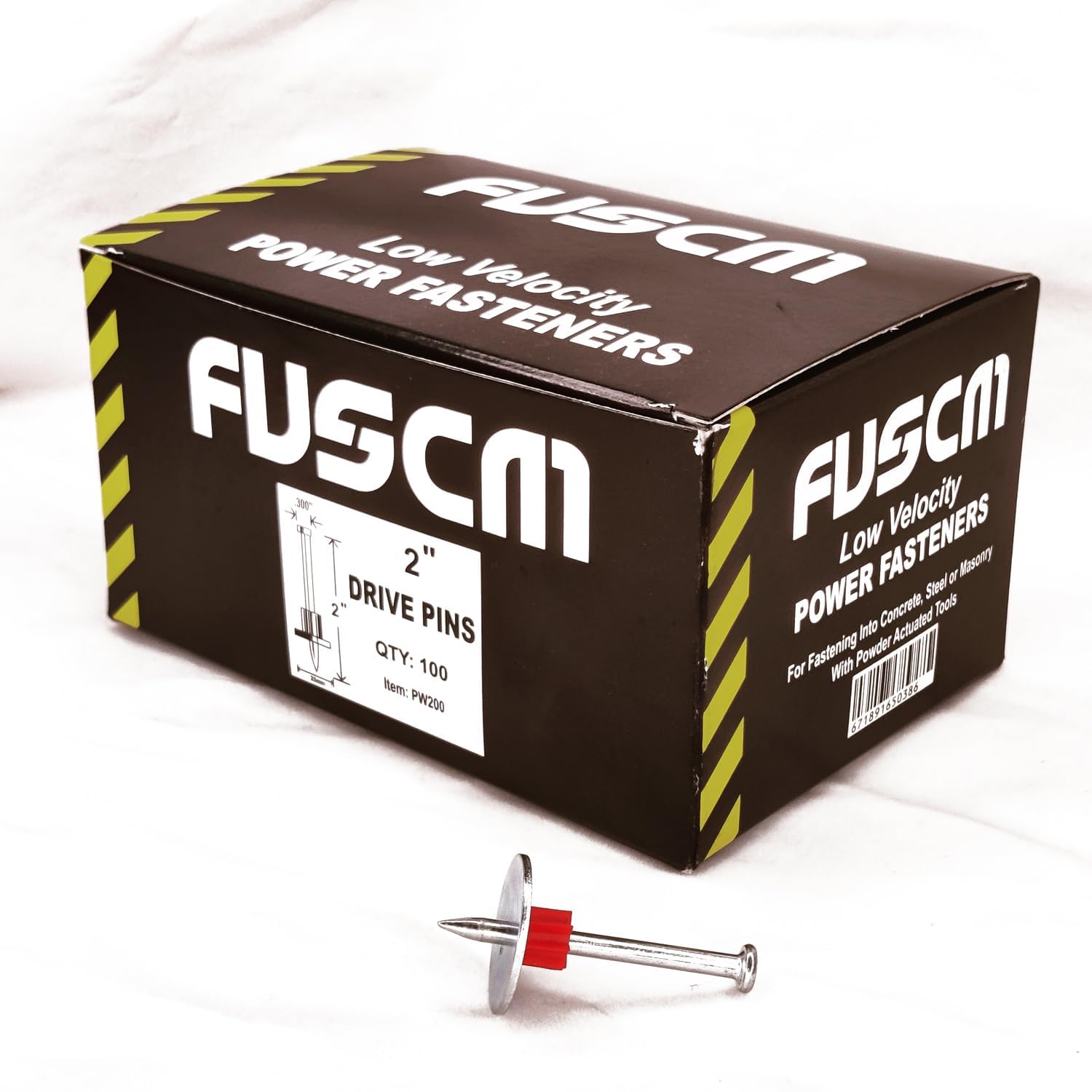 FVSCM 2" Powder Actuated Fasteners, Drive Pins with 1" Washer, PW200, 100pcs/pack, 4 Pack