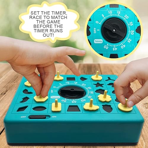 Miniatura 4 de Gamie Juego de tiempo, juego de mesa desplegable con rompecabezas a juego de formas para niños, juguetes de educación temprana para niños y niñas,