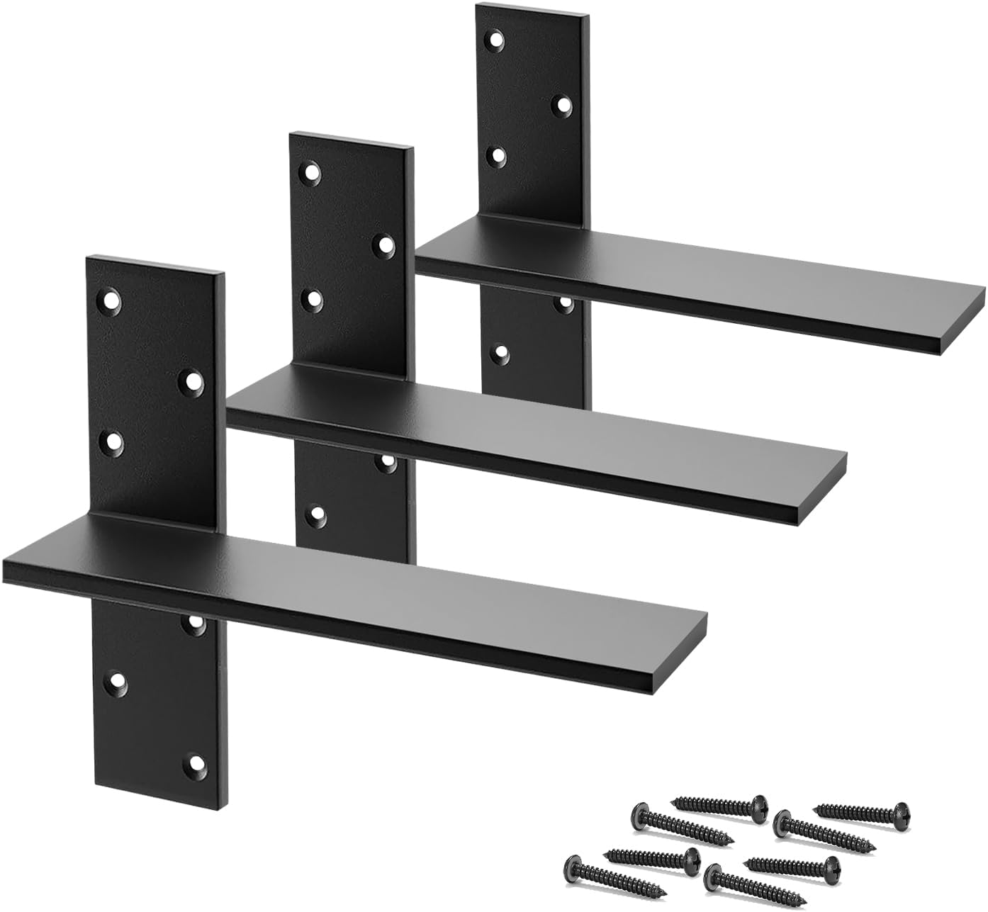 Floating Shelf Brackets Heavy Duty 3/8" Thick 4 Pack 20" Lx2.5 W Steel Hidden Countertop Support Brackets for Wall Mounted Granite, Quartz and Industrial Shelving