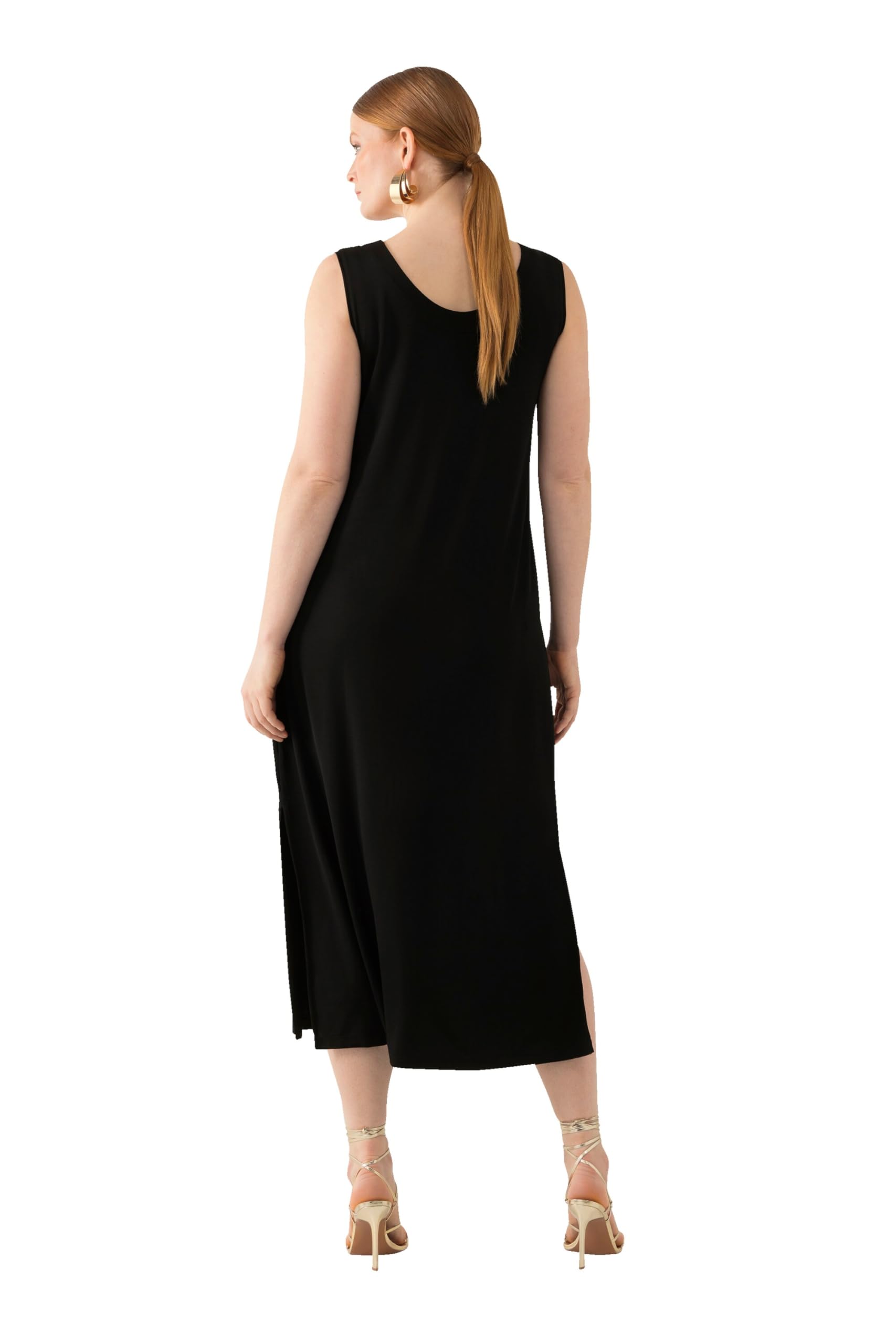 Ulla Popken Damen Slinky-midikleid, A-Linie, V-Ausschnitt, Ärmellos Slinkykleid