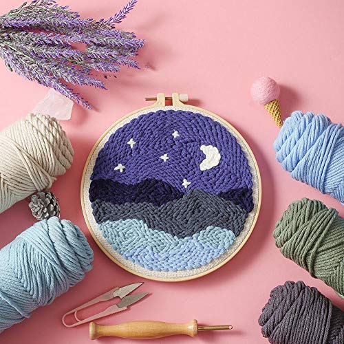 Ridecle Teppich Haken Kit, DIY Latch Hook Kits für Kinder Erwachsene Anfänger Geschenk, Starter Kit mit Lochnadel Buntes Garn und Stickrahmen Home Wanddekoration Cover