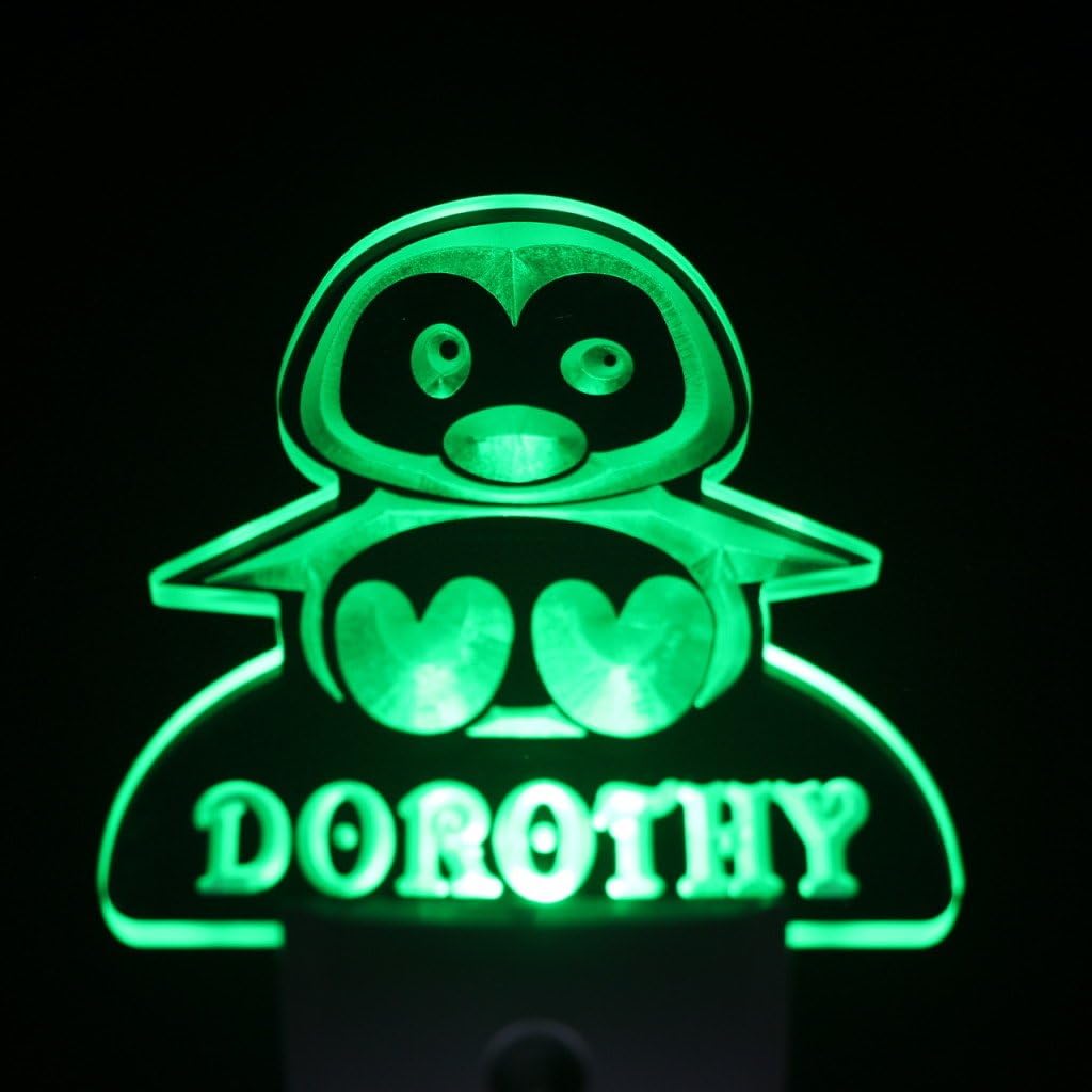 ADVPRO ws1015-tm Penguin Personalized Night Light Baby Kids Name Day/Night Sensor LED Sign